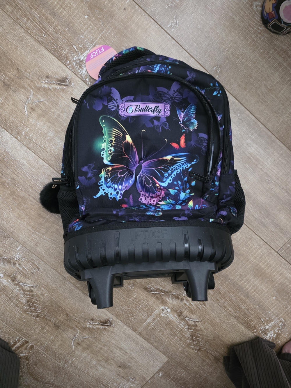 Butterfly Rolling Backpack - Vibrant Multicolor Design